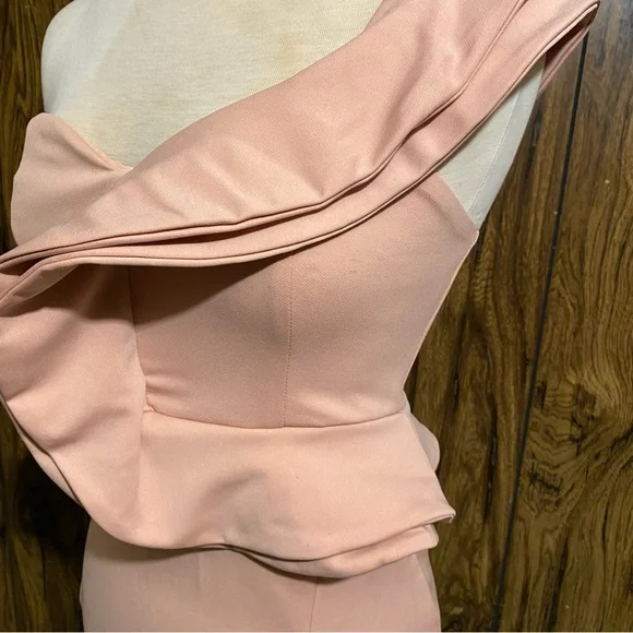 Nude One Shoulder Side Split Cocktail Party Bandage Dress - Picture 9 of 10